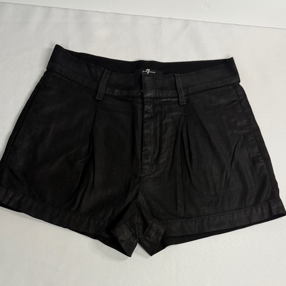 7 For All Mankind Jet Black High Waist Shorts